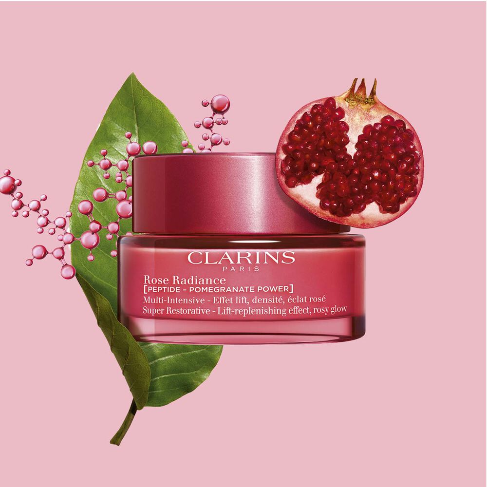 Plan produit Crème Rose Radiance Multi-Intensive enrichie en harungana, extrait de grenade et peptide éclat