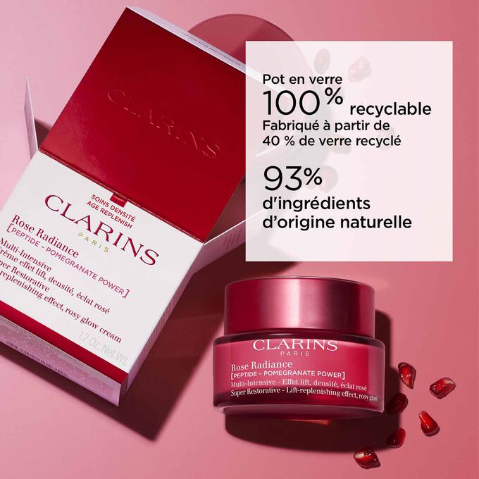 Crème Rose Radiance Multi-Intensive avec pot en verre 100 % recyclable et 93 % d’ingrédients d'origine naturelle