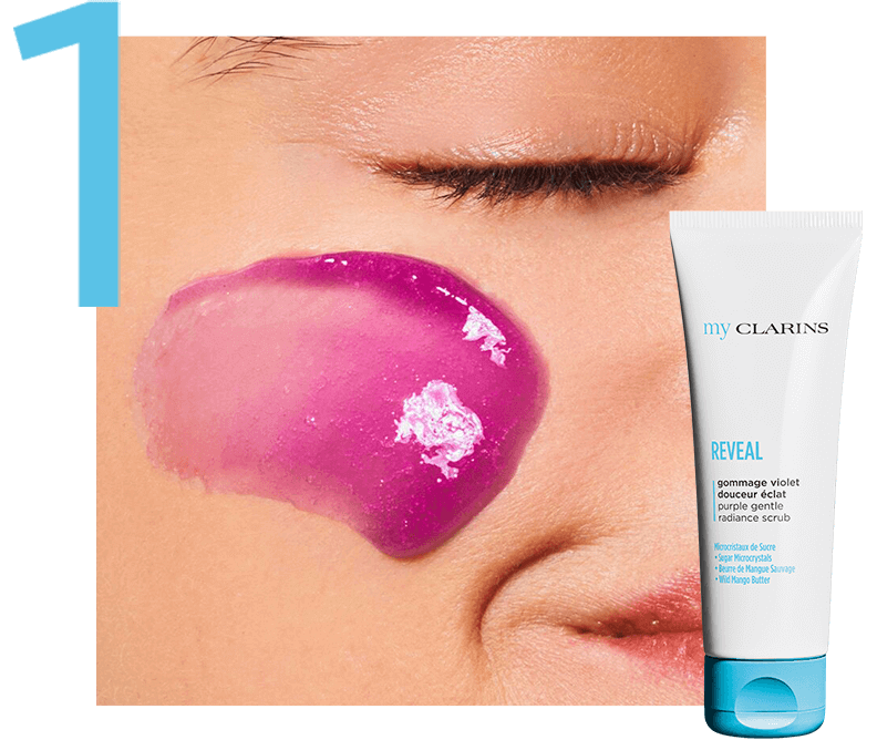 Première étape, Texture sur la peau, Gommage éclat doux violet